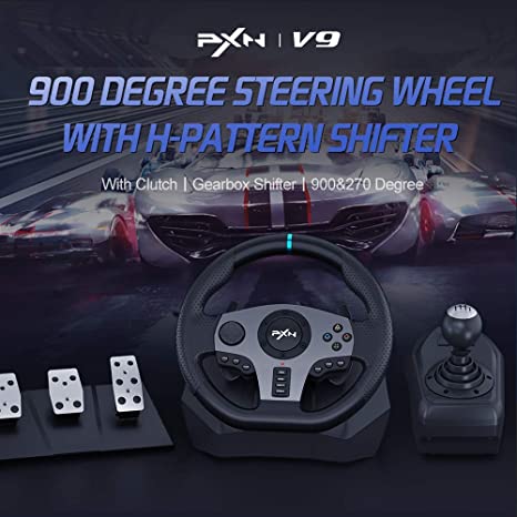 PXN V9 Steering Wheel,  for PC,Xbox One,Nintendo Switch,PS3,PS4,Xbox Series S/X - Games Corner