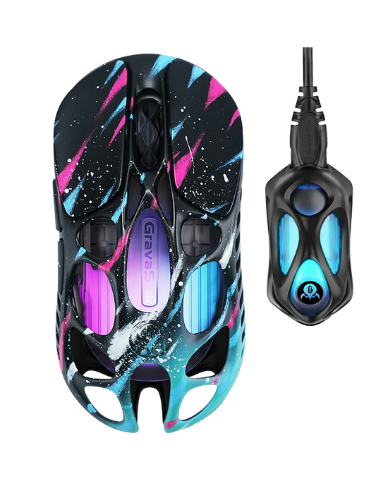 GRAVASTAR MERCURY X PRO GM+8K Special Edition Neon Graffiti  MAGNESIUM ALLOY WIRELESS GAMING MOUSE,GSX  PRO_CG_BLK