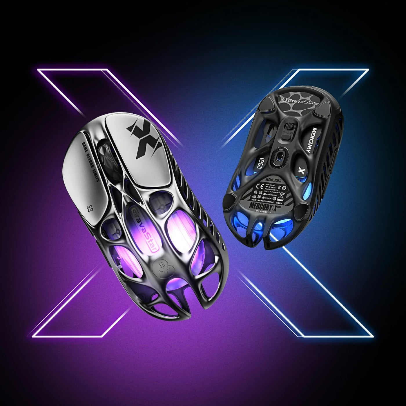 Gravastar Mercury X Magnesium Alloy Frame Wireless Gaming Mouse, 1,000 Hz, 32,000 DPI, Tri-mode (Wired/Bluetooth 5.1/2.4GHz Wireless) Connectivity | GSX_BLK