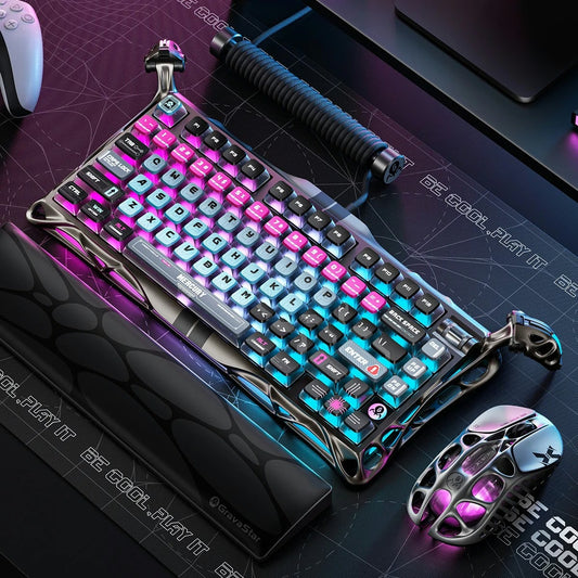 GravaStar Mercury V75 Pro Gaming Keyboard, Special Edition, 75% Layout, Jade Gaming Switch, 8kHz Polling Rate, Semi-Aluminum Construction, Dynamic Rapid Trigger, Cyber Punk | GS V75 PRO_RM_EGRY