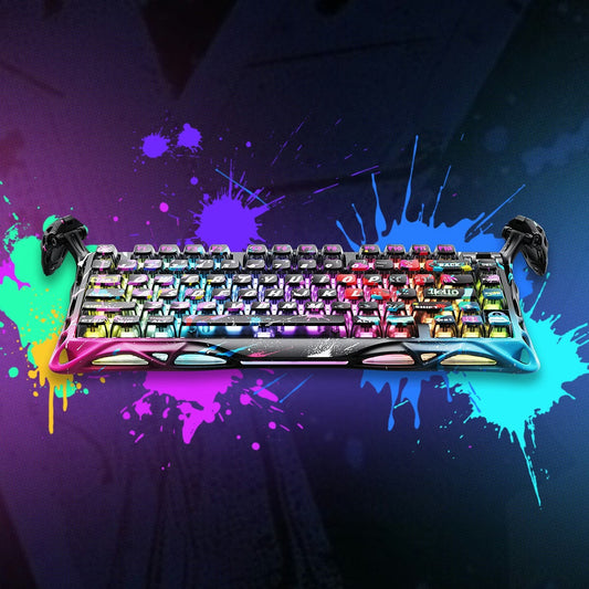 GravaStar Mercury V75 Pro Gaming Keyboard, Special Edition, 75% HE Magnetic Switch, Jade Gaming Switch, 8kHz Polling Rate, Semi-Aluminum Construction, Dynamic Rapid Trigger, Neon Graffiti | GS V75 PRO_CG_BLK