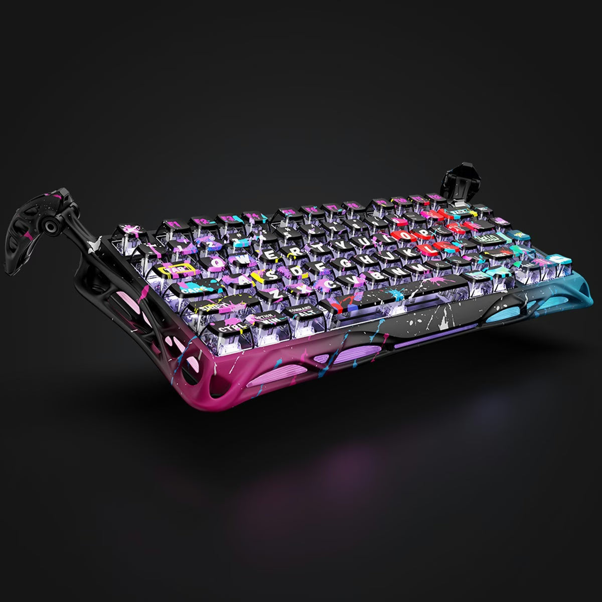 GravaStar Mercury V75 Pro Gaming Keyboard, Special Edition, 75% HE Magnetic Switch, Jade Gaming Switch, 8kHz Polling Rate, Semi-Aluminum Construction, Dynamic Rapid Trigger, Neon Graffiti | GS V75 PRO_CG_BLK