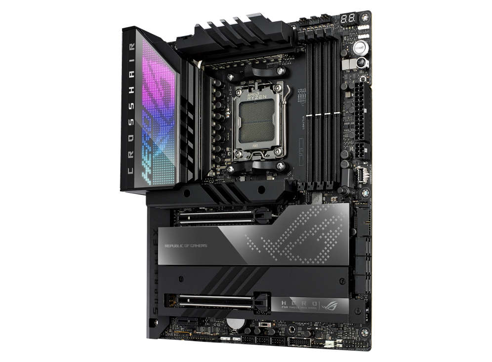 Asus ROG Crosshair X670E Hero AMD X670 AM5 Ryzen™ Desktop 9000 8000 & 7000 ATX Motherboard, 18 + 2 Power Stages, PCIe® 5.0, DDR5, 5X M.2 Slots, USB 3.2 Gen 2x2 with Quick Charge 4+, USB4®, Wi-Fi 6E-GC