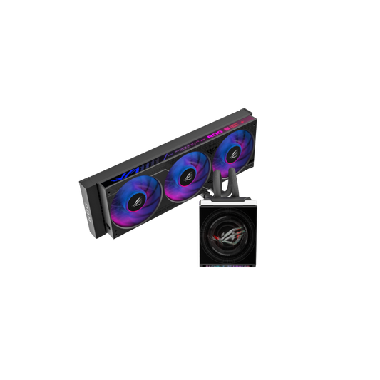 ASUS ROG Strix SLC IV Liquid CPU Cooler, 360mm AIO, ASUS AIO Q-Connector, high-performance pump with 3-phase, 6-slot, 4-pole motor, 5.08" LCD, interlinked ARGB fans, Intel LGA 1700/1851 & AMD AM4/AM5. Games Corner 