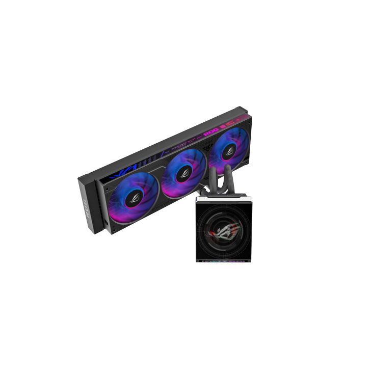ASUS ROG Strix SLC IV Liquid CPU Cooler, 360mm AIO, ASUS AIO Q-Connector, high-performance pump with 3-phase, 6-slot, 4-pole motor, 5.08" LCD, interlinked ARGB fans, Intel LGA 1700/1851 & AMD AM4/AM5.