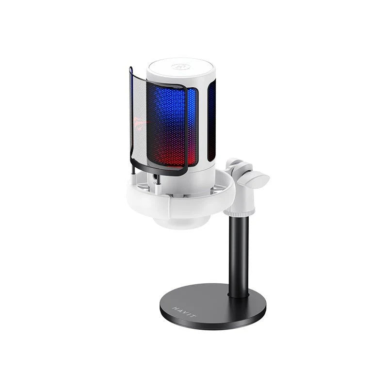 HAVIT GK50 Gaming Microphone for PS4 PS5 & PC – USB Condenser Mic with RGB Lighting, Clear Sound for Gaming, Streaming, Podcasting & Voice Recording, Plug & Play Desktop Microphone