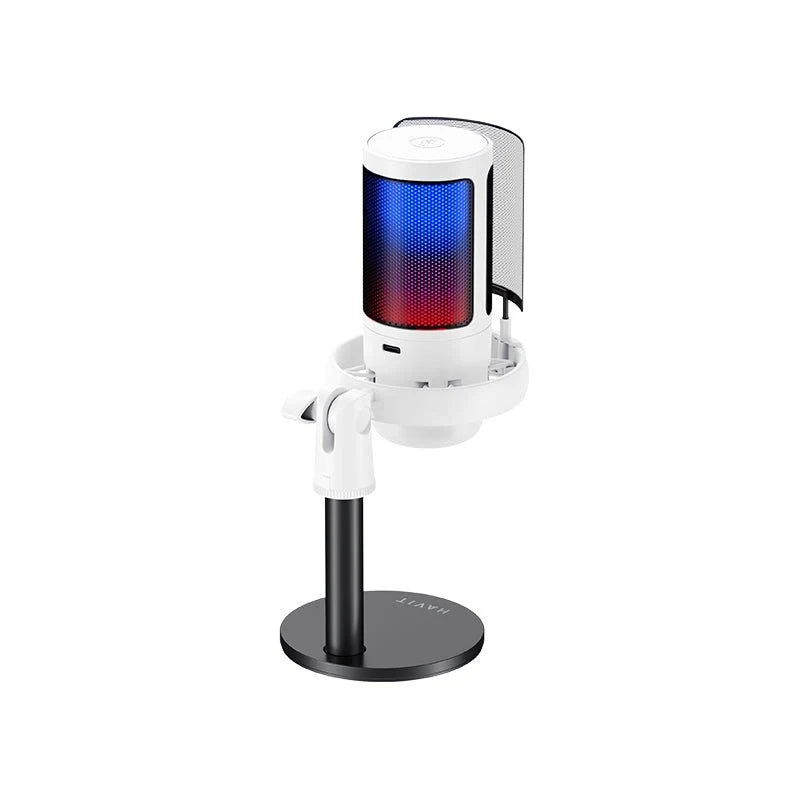 HAVIT GK50 Gaming Microphone for PS4 PS5 & PC – USB Condenser Mic with RGB Lighting, Clear Sound for Gaming, Streaming, Podcasting & Voice Recording, Plug & Play Desktop Microphone
