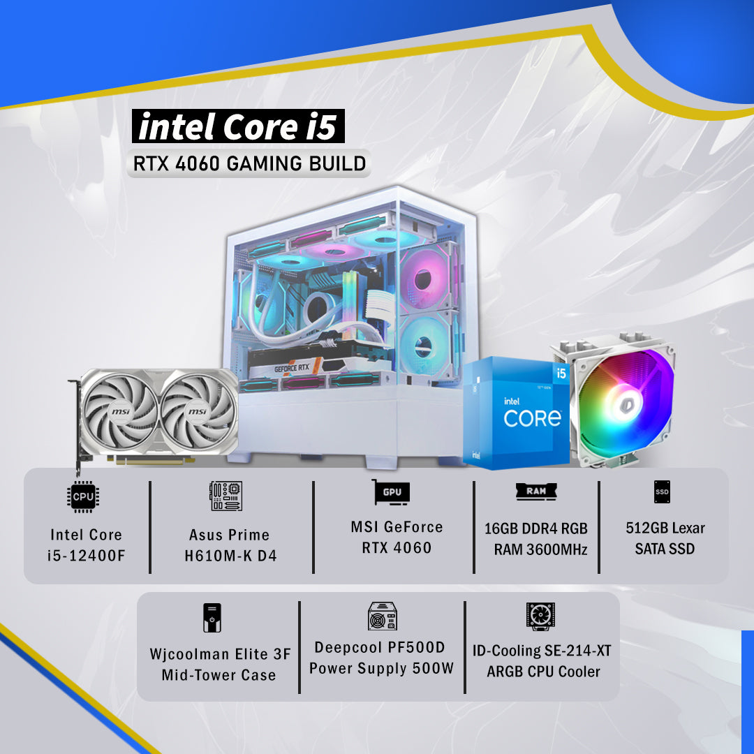 Gaming Build, Intel Core i5 12th Gen, GeForce RTX 4060