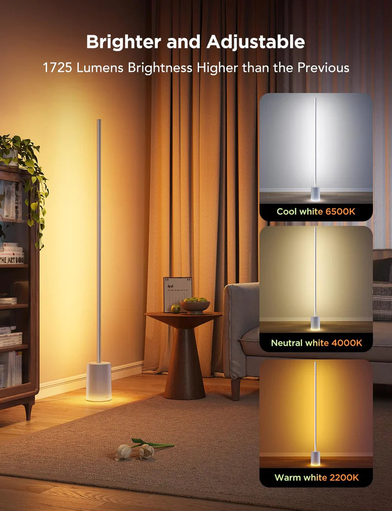 Govee Floor Lamp 2 H607C181 RGBIC Smart LED Floor Lamp, 1725lm Bright Corner Lamp with 2200K-6500K White Light, Matter, Alexa & Music Sync