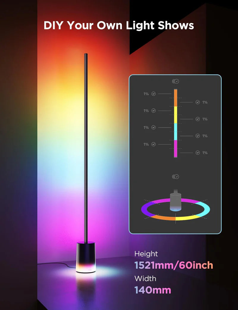 Govee Floor Lamp 2 H607C RGBIC Smart LED Floor Lamp with Alexa, Google Assistant & Music Sync-H607C