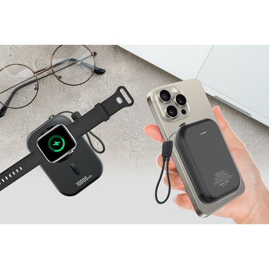 Swiss Military 3-in-1 Wireless Magnetic Power Bank, 10000 mAh, Black Games Corner 