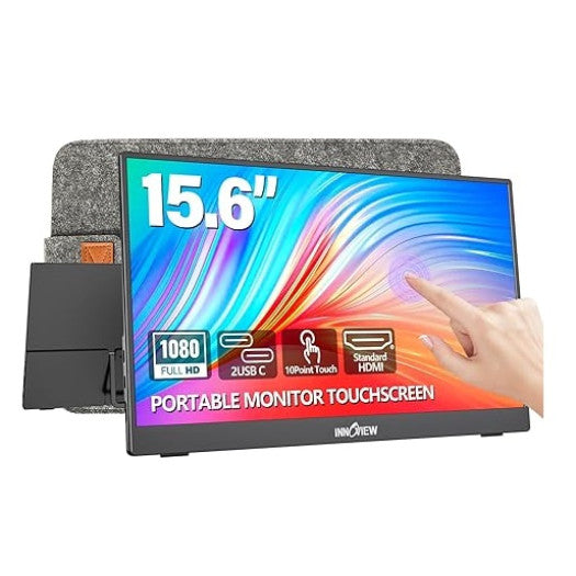 InnoView 15.6” Portable Touchscreen Monitor 1080P FHD – 10-Point Touch USB-C & HDMI Travel Monitor for Laptop, PC & Phone with Built-in Stand & Protective Sleeve | Portable Monitor Bahrain - Games Corner  Games Corner 