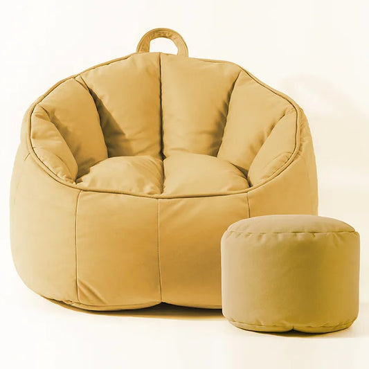 TAMYID Blow Up Couch， Faux Leather Pouf Bean Bag Chair -yellow