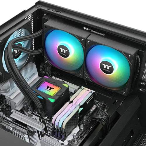 Thermaltake LA240 ARGB Sync AIO Liquid CPU Cooler, 240mm Radiator, 2x 120mm aRGB Pre-Installed Fans, 2500 RPM Fan Speed, 79.3 CFM Fan Airflow, Copper Water Block