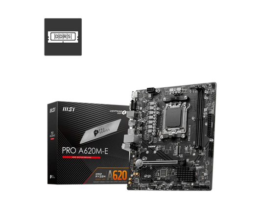 MSI PRO A620M-E ProSeries Motherboard (AMD 9000/8000/7000 Series Processors, AM5, DDR5, PCIe 4.0, SATA 6Gb/s, M.2, USB 3.2 Gen 1, DVI/HDMI, mATX)-GC