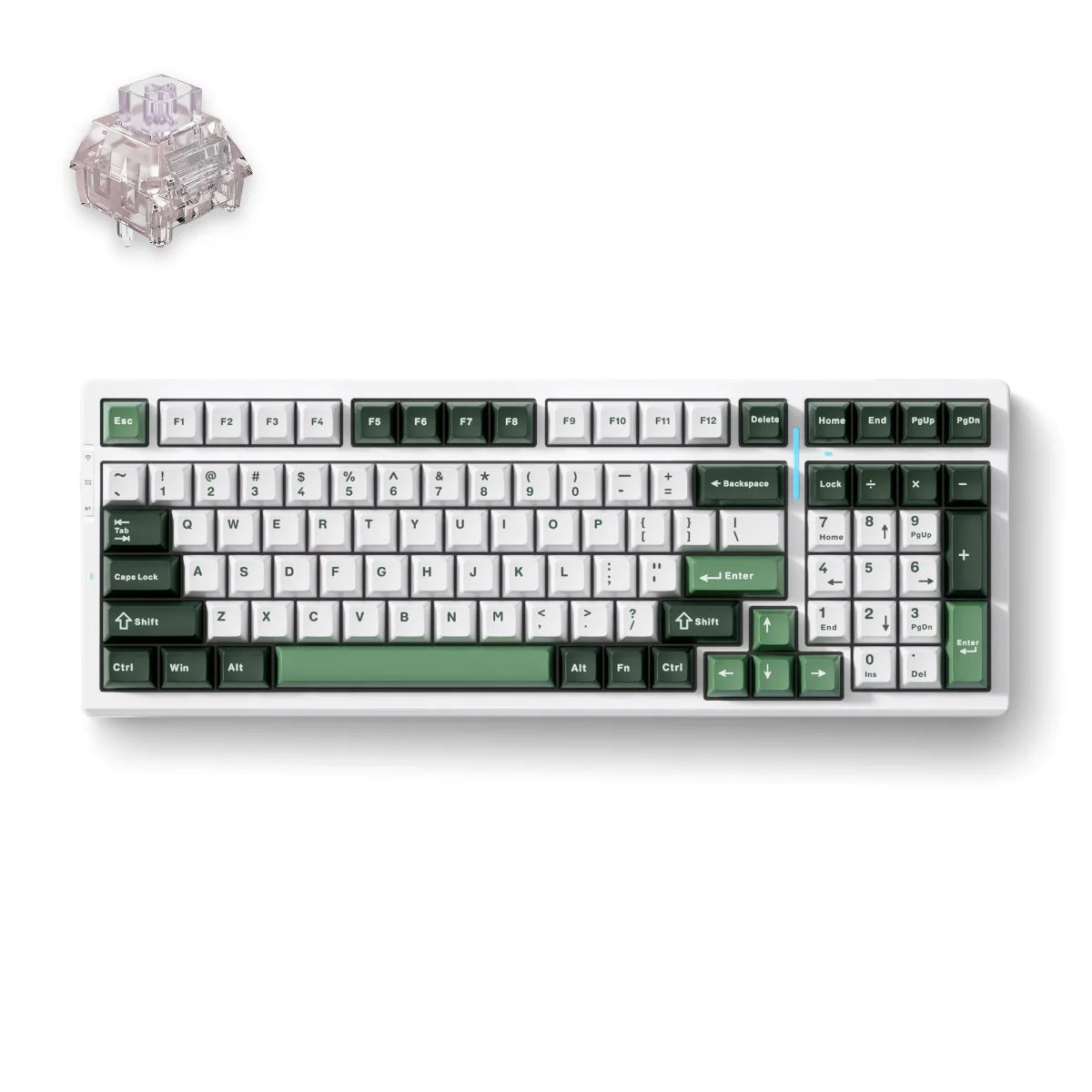 MCHOSE G98 Mechanical Keyboard, 98% Layout, Gasket Mount, 2.4GHz | BT | Wired, Firefly Night Switch, Navy Green | MC-G98-6