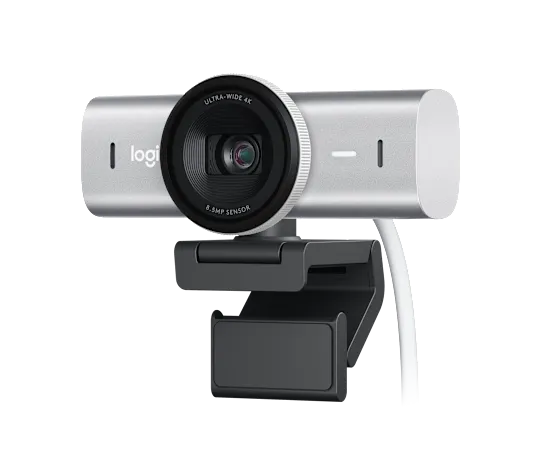 Logitech MX Brio 4K Ultra HD Collaboration & Streaming Webcam  Premium Video Conferencing Camera-Pale Gray