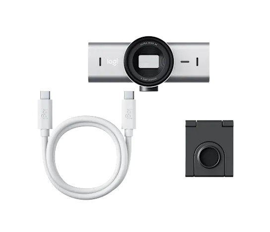 Logitech MX Brio 4K Ultra HD Collaboration & Streaming Webcam  Premium Video Conferencing Camera-Pale Gray