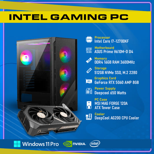 Ready To Build RTX 5060 AMP 8GB,Intel i7-12th Gen,GC-P253