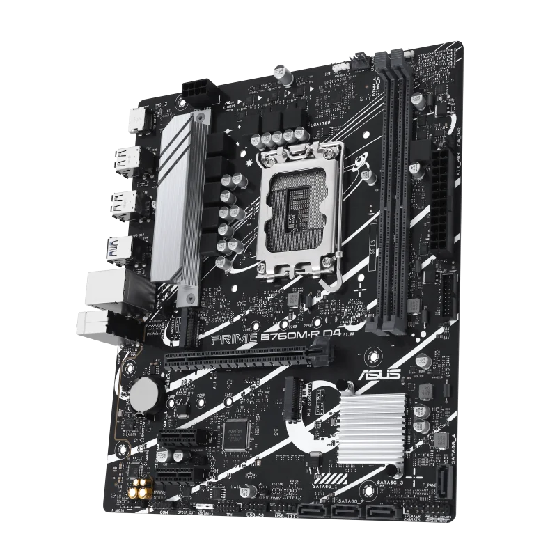 ASUS PRIME B760M-R DDR4 Intel B760 LGA 1700 micro-ATX Motherboard, PCIe 4.0, two PCIe 4.0 M.2 slots, DDR4, Realtek 2.5Gb Ethernet, HDMI, SATA 6 Gbps, front USB 5Gbps ports, Aura Sync | 90MB1HA0-M0EAY0-GC