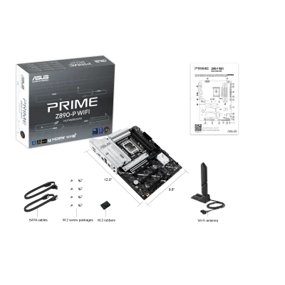 ASUS PRIME Z890-P WIFI LGA1851 ATX Motherboard, Z890 Chipset, 4 x DIMM slots, max. 192GB, DDR5, 4 x M.2 slots and 4 x SATA 6Gb/s, PCIe 5.0, WiFi 7 & BT v5.4 | 90MB1I70-M0EAY0-GC