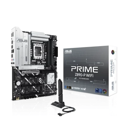 ASUS PRIME Z890-P WIFI LGA1851 ATX Motherboard, Z890 Chipset, 4 x DIMM slots, max. 192GB, DDR5, 4 x M.2 slots and 4 x SATA 6Gb/s, PCIe 5.0, WiFi 7 & BT v5.4 | 90MB1I70-M0EAY0-GC