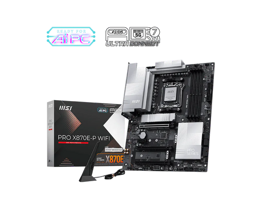 MSI PRO X870E-P WIFI AMD X870E ATX Motherboard for Ryzen™ 9000/8000/7000 Series Processors, AM5 Socket, DDR5 8200+MHz (OC), PCIe 5.0 x16, Wi-Fi 7, Bluetooth 5.4, USB4 40Gbps, 5G LAN, Triple M.2 NVMe, HDMI 2.1, Windows 11 Ready Games Corner 