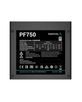 DEEPCOOL PF750 ATX12V POWER SUPPLY UNIT, 80 PLUS STANDARD CERTIFICATION, 750WATTS, 5% EFFICIENCY, 120MM FAN SIZE, ACTIVE PFC + DOUBLE TUBE FORWARD, HYPRO BEARING, BLACK | R-PF750D-HA0B-UK