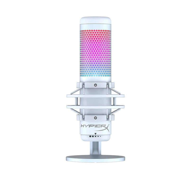 HYPERX QUADCAST S – RGB USB CONDENSER MICROPHONE FOR PC, PS5, MAC, ANTI-VIBRATION SHOCK MOUNT, 4 POLAR PATTERNS, POP FILTER, GAIN CONTROL, GAMING, STREAMING, PODCASTS, TWITCH, YOUTUBE, DISCORD – WHITE