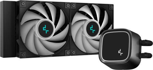 Deepcool LE520 ARGB AIO Liquid CPU Cooler, 240mm Radiator, 85.85 CFM Fan Airflow, 2x High-Performance aRGB Fans, 500~2250 RPM Fan Speed, Hydro Bearing Type, Black | R-LE520-BKAMMN-G-1