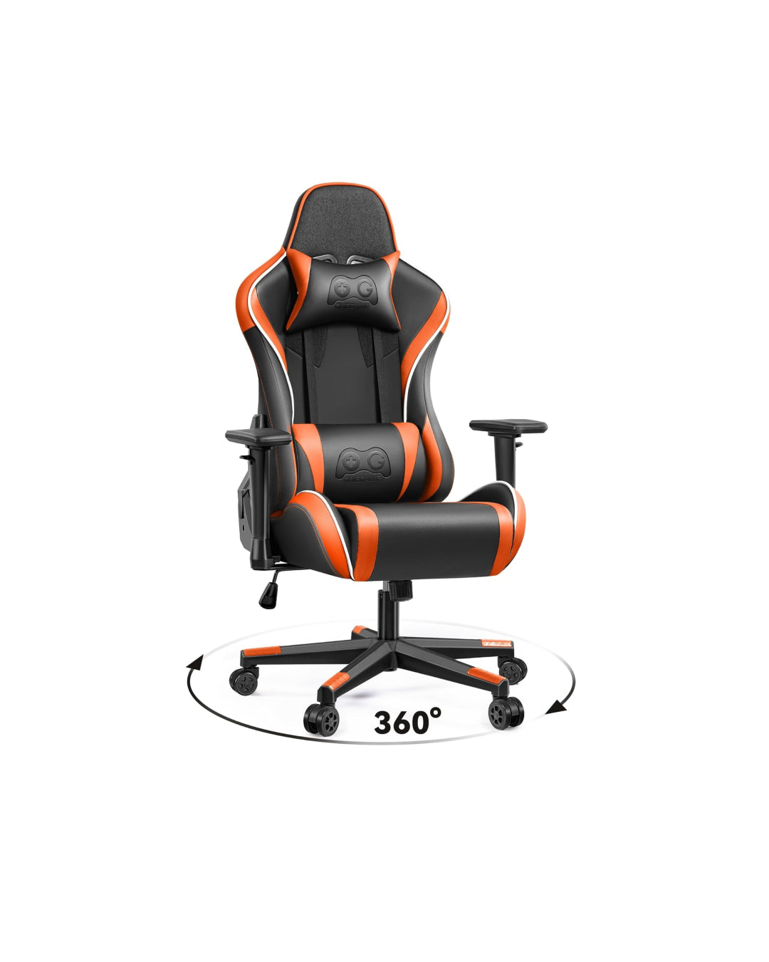 OneGame Gaming Chair, High Back Computer Leather Game Chair 155°Adjustable Backrest Swivel Ergonomic Office Gamer Chair with Lumbar Support-Orange& Black