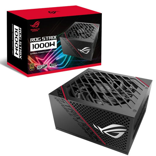 ASUS ROG-STRIX-1000G 80Plus Gold Fully modular Power Supply, Axial-tech fan design, Dual ball fan bearings, 0dB Technology | 90YE00A5-B0NA00 ASUS 1000 STRIX POWER SUPPLY.