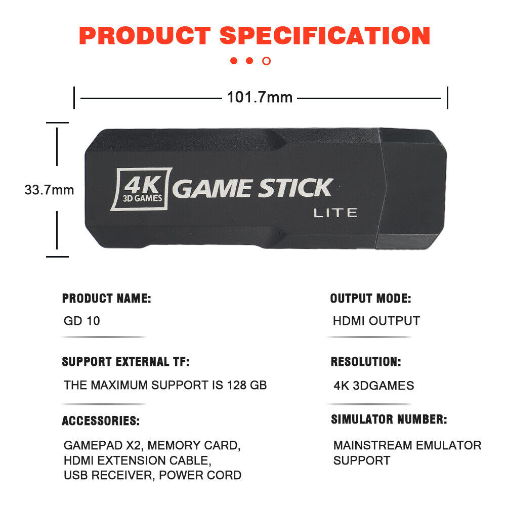 Retro Video Game Console 128G 40000 Games 4K HD Game Stick