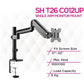 Skill Tech SH T26 C012UP Single Monitor Gas Spring Monitor Arm With Usb Ports