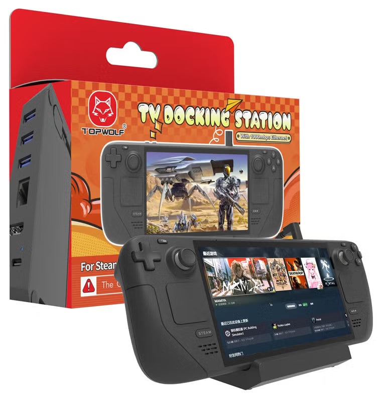 TEWOLF 6-in-1 Steam Deck Docking Station 4K@60Hz HDMI, Gigabit Ethernet, 100W USB-C PD, 3 USB 3.0 Ports – Compatible with Valve Steam Deck & USB-C Devices