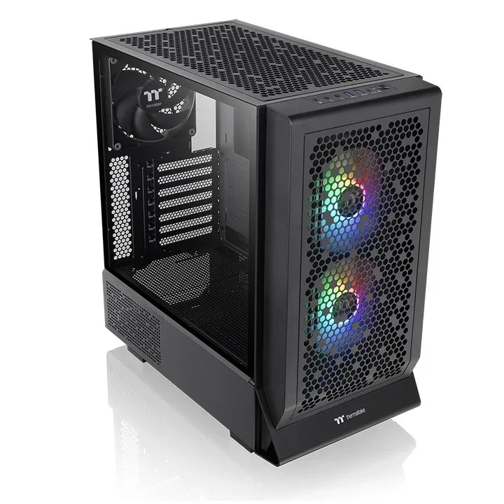 Thermaltake Ceres 330 TG ARGB Mid Tower Chassis, 2x Pre-Installed CT140 aRGB Fans & 1x CT140 Fan, 4mm Tempered Glass Panel, Up to 360mm Radiator & 7 Fans, Removable Filters, Black-GC