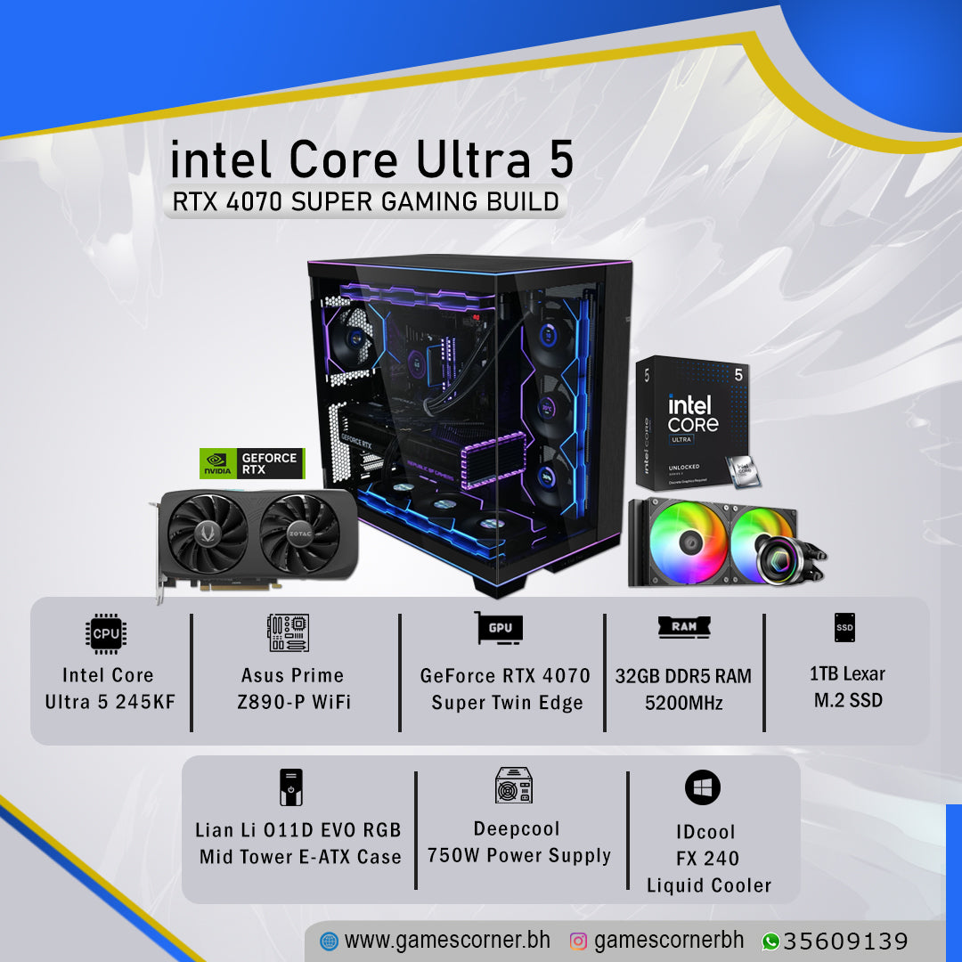 Gaming Build, Intel Core Ultra 5, GeForce RTX 4070 Super Twin Edge