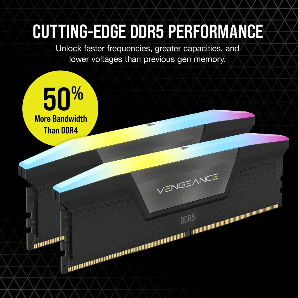 Corsair Vengeance RGB 32GB (2x16GB) DDR5 DRAM 6800MT/s CL40 Memory Kit, Black-GC