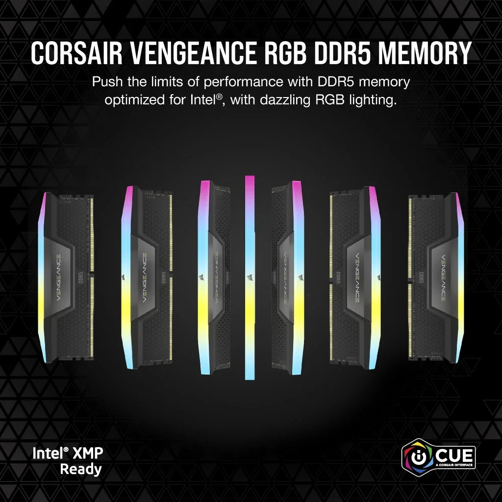 Corsair Vengeance RGB 32GB (2x16GB) DDR5 DRAM 6800MT/s CL40 Memory Kit, Black-GC