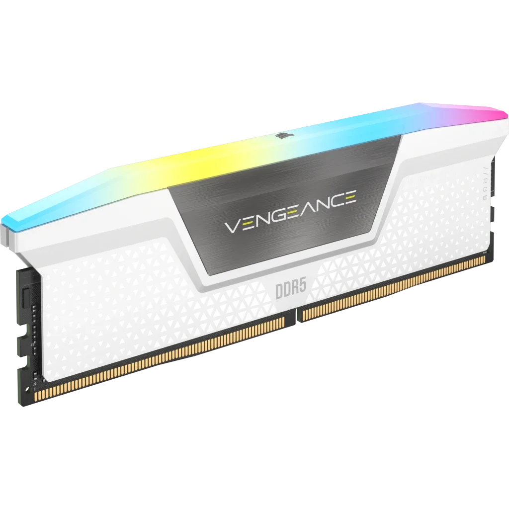 Corsair Vengeance RGB 64GB (2x32GB) Desktop Memory, 288Pin DDR5 DRAM, 5200MHz,Suite For Intel 600/700 Series, White-GC