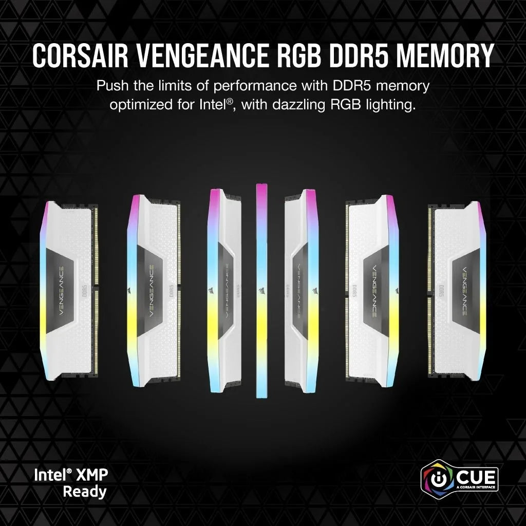 Corsair Vengeance RGB 32GB (2x16GB) DDR5 DRAM 6200MHz C36 Memory Kit,White-GC