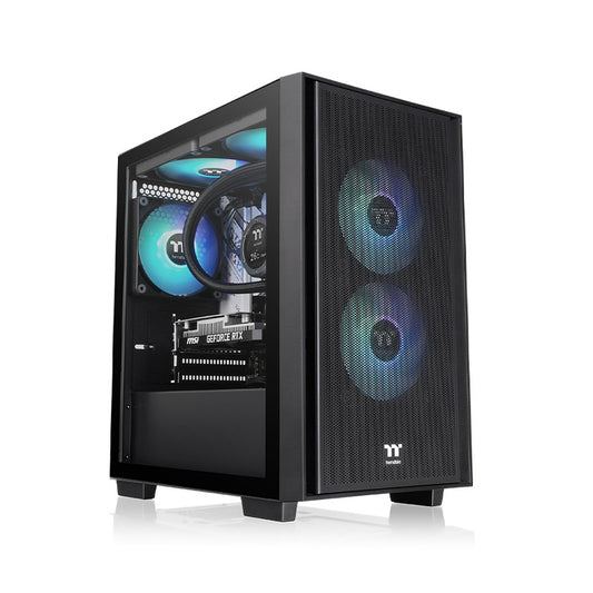 Thermaltake Versa H16 TG ARGB Black Micro ATX Tower Case,Tempered Glass Side Panel 3 Pre-Installed ARGB Fans-GC