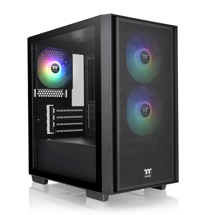 Thermaltake Versa H16 TG ARGB Black Micro ATX Tower Case,Tempered Glass Side Panel 3 Pre-Installed ARGB Fans-GC