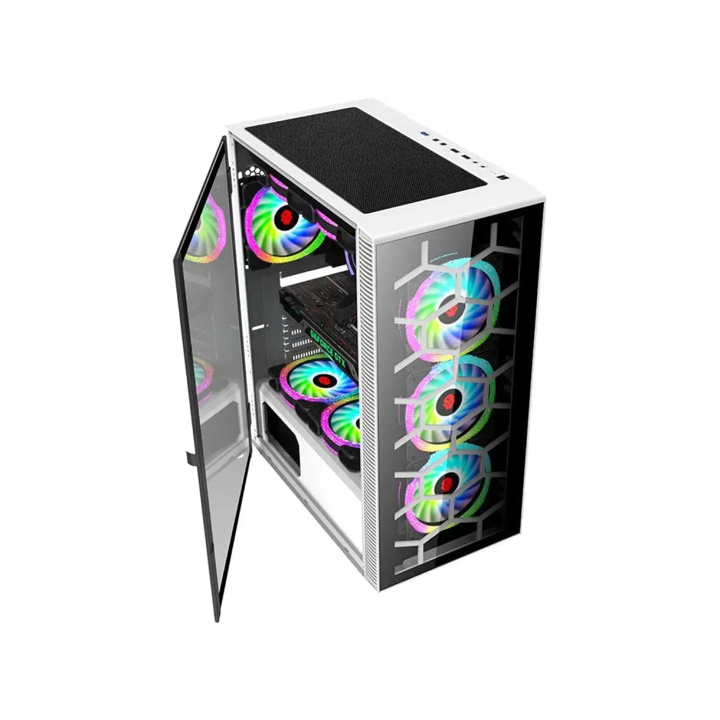 WJCoolman TRIO 4DF UNI FANS RGB Mid Tower Gaming PC Case White