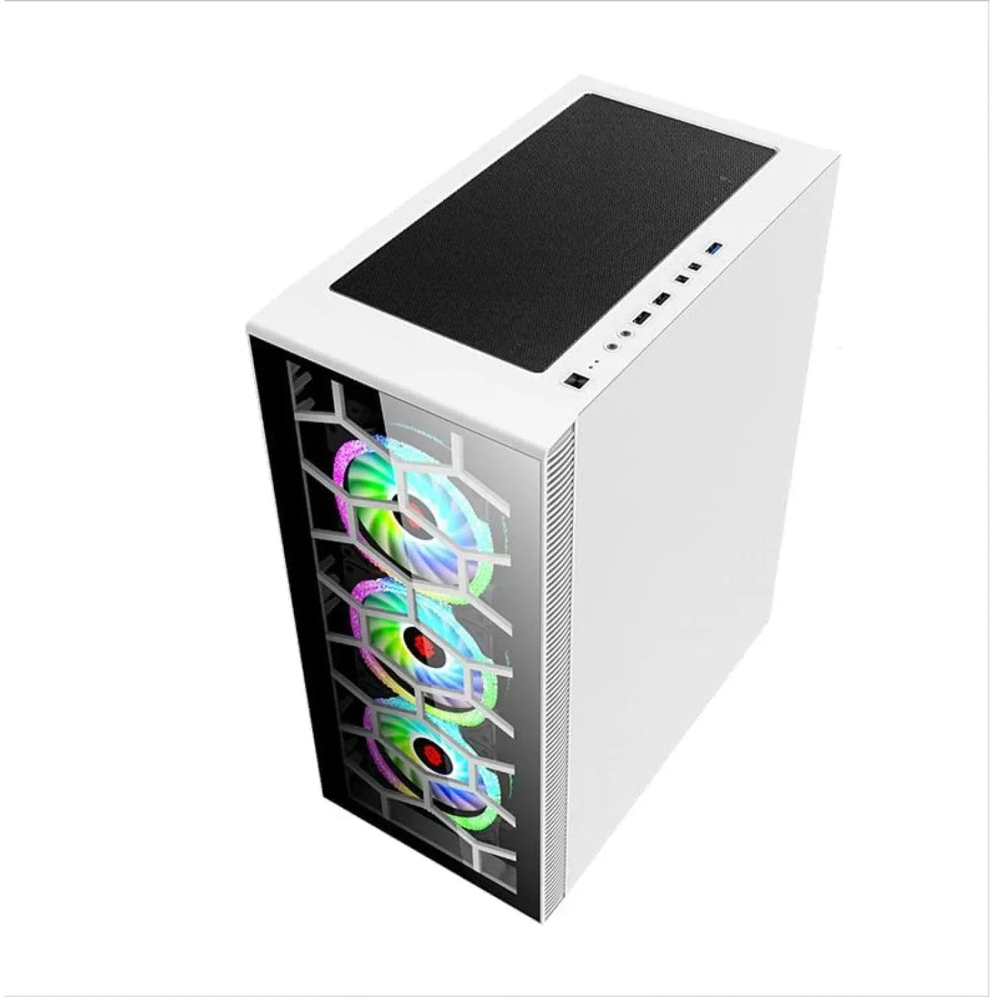 WJCoolman TRIO 4DF UNI FANS RGB Mid Tower Gaming PC Case White