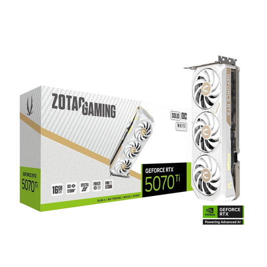 ZOTAC GAMING GeForce RTX 5070 Ti SOLID CORE OC White Edition 16GB Graphics Card.