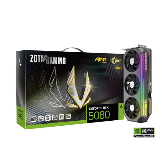 ZOTAC Gaming GeForce RTX 5080 AMP Extreme Infinity Ultra DLSS 4 16GB GDDR7 256-bit 30 Gbps PCIE 5.0 Gaming Graphics Card, IceStorm 3.0 Advanced Cooling, Spectra 2.0 ARGB Lighting, ZT-B50800BU-10P