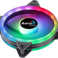 Aerocool Duo 12 PC fan – 120mm Fan with Double Ring RGB LED Lighting and 28 LEDs, Includes a 6-Pin Connector, Curved Blades and Anti-Vibration Pads, ARGB hub Compatible, 1000 RPM, Single Fa