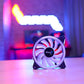 Aerocool Duo 12 PC fan – 120mm Fan with Double Ring RGB LED Lighting and 28 LEDs, Includes a 6-Pin Connector, Curved Blades and Anti-Vibration Pads, ARGB hub Compatible, 1000 RPM, Single Fa