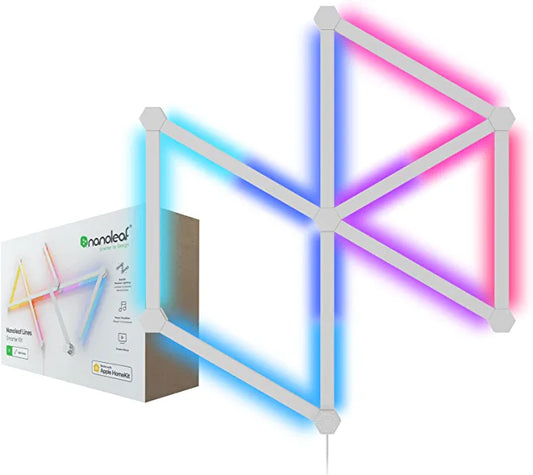 Nanoleaf Lines WiFi Smart RGBW 16M+ Color LED Dimmable Gaming and Home Decor Wall Lights Starter Kit (9 LED Light Lines) - Games Corner